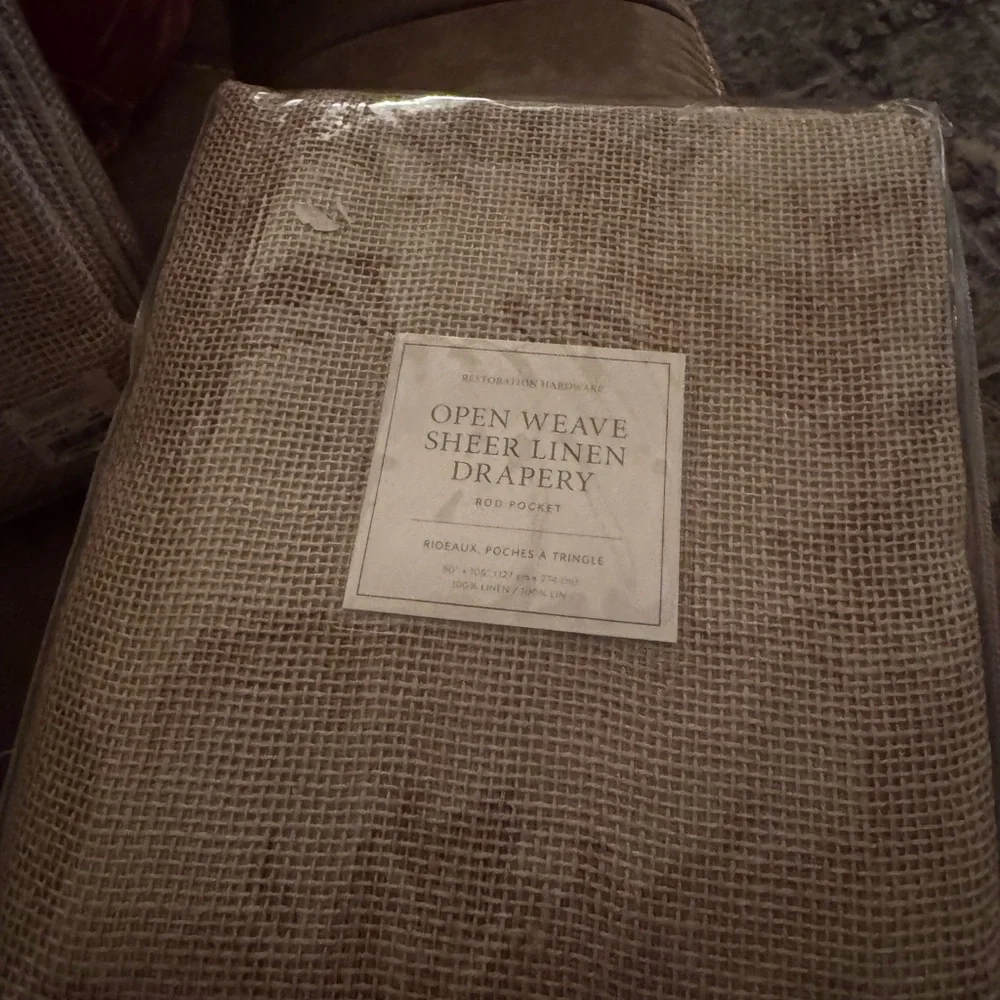 Pair2 New Restoration Hardware Open Weave Linen Drapery Rod Pocket 50X108